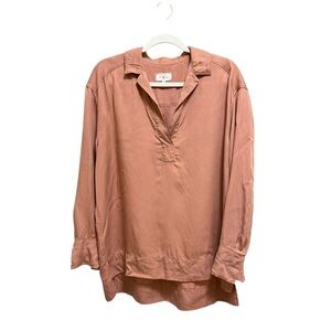 Lou & Grey Womens Super Soft Relaxed Fit Collared Split‎ Neck Dusty Pink Tunic S